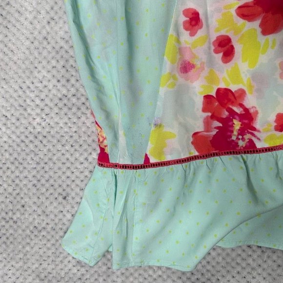 Cat & Jack Dress Kids XS 4/5 Rayon Blue Yellow Flowers Ruffles A line - Picture 10 of 16